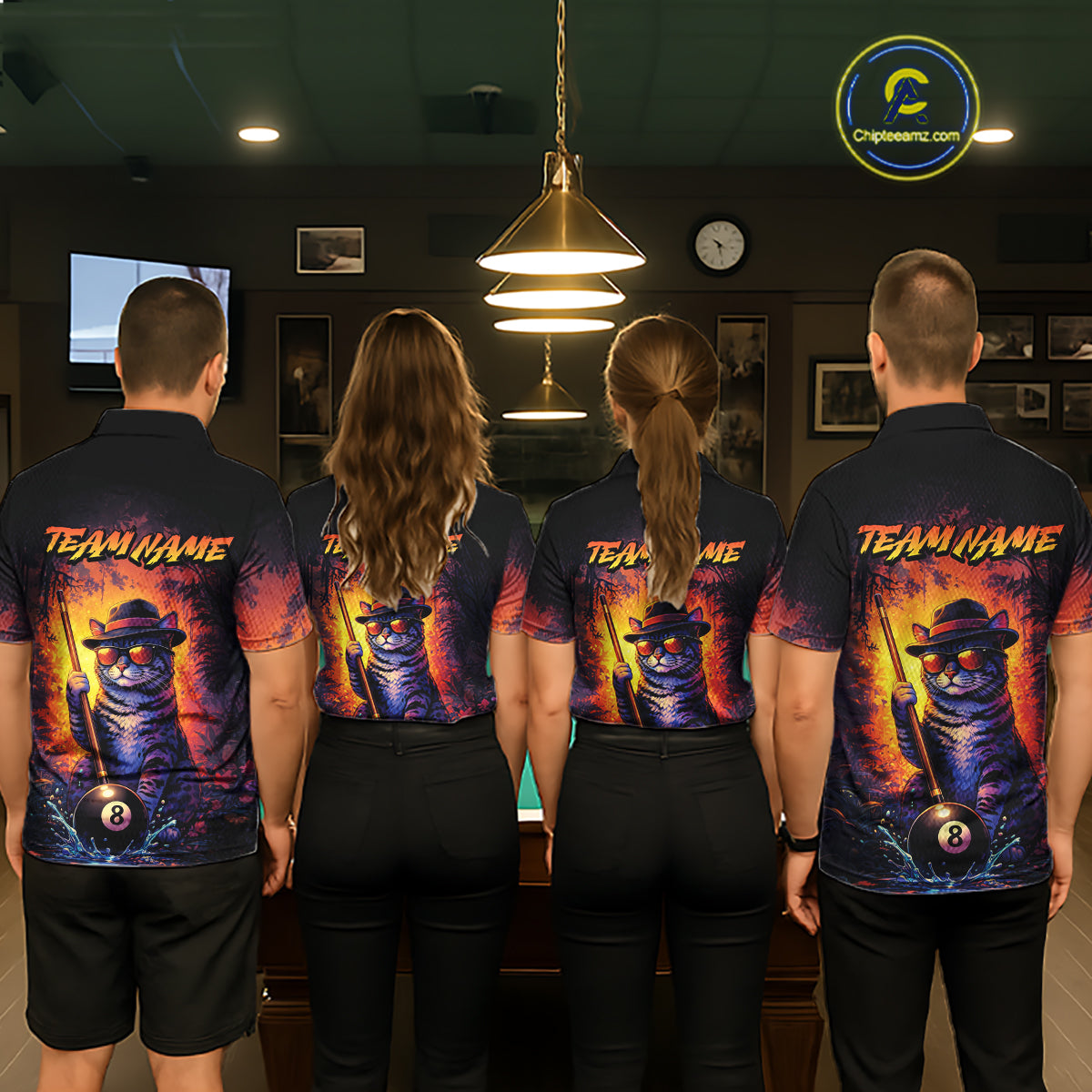 Personalized Vintage Funny Cat 8 Ball Billiard Shirt For Men, Pool Team Jersey Polo & 1/4 Zip TDM5751