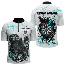 Load image into Gallery viewer, White Grunge Wolf Dart Shirt &amp; Pocket Option Custom Men Dart Jersey|Turquoise TDM5510