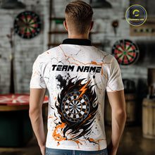 Load image into Gallery viewer, White Grunge Wolf Dart Shirt &amp; Pocket Option Custom Men's Dart Jersey|Orange TDM5511