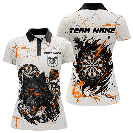 White Grunge Wolf Dart Shirt & Pocket Option Custom Women's Dart Jersey|Orange TDM5511