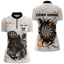 Load image into Gallery viewer, White Grunge Wolf Dart Shirt &amp; Pocket Option Custom Women's Dart Jersey|Orange TDM5511