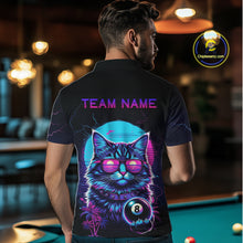 Load image into Gallery viewer, Funny Cat Neon 8 Ball Billiard Shirt For Men Custom Pool Team Shirt, Billiard Jersey Polo &amp; 1/4 Zip TDM5512