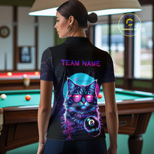 Load image into Gallery viewer, Funny Cat Neon 8 Ball Billiard Shirt For Women Custom Pool Team Shirt, Billiard Jersey Polo &amp; 1/4 Zip TDM5512