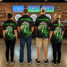 Load image into Gallery viewer, Green Grunge Funny Alligator Darts Shirt For Men Custom Darts Jersey Polo &amp; 1/4 Zip, Darts Gifts TDM6373