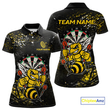 Load image into Gallery viewer, Yellow Grunge Funny Bee Darts Shirt For Women Custom Darts Jersey Team Polo &amp; 1/4 Zip, Darts Gifts TDM6374