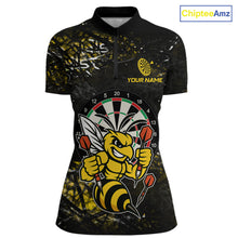 Load image into Gallery viewer, Yellow Grunge Funny Bee Darts Shirt For Women Custom Darts Jersey Team Polo &amp; 1/4 Zip, Darts Gifts TDM6374