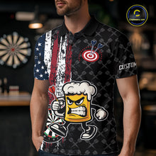 Load image into Gallery viewer, Funny Angry Beer Grunge American Flag Darts Shirt For Men Custom Patriotic Darts Team Jersey TDM5563