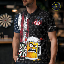 Load image into Gallery viewer, Funny Angry Beer Grunge American Flag Darts Shirt For Men Custom Patriotic Darts Team Jersey TDM5564