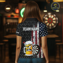 Load image into Gallery viewer, Funny Angry Beer Grunge American Flag Darts Shirt For Women Custom Patriotic Darts Team Jersey TDM5564