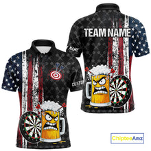 Load image into Gallery viewer, Funny Angry Beer Grunge American Flag Darts Shirt For Men Custom Patriotic Darts Team Jersey TDM5564