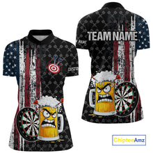 Load image into Gallery viewer, Funny Angry Beer Grunge American Flag Darts Shirt For Women Custom Patriotic Darts Team Jersey TDM5564