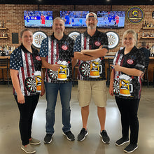 Load image into Gallery viewer, Funny Angry Beer Grunge American Flag Darts Shirt For Men Custom Patriotic Darts Team Jersey TDM5564