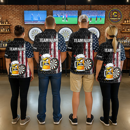 Funny Angry Beer Grunge American Flag Darts Shirt For Men Custom Patriotic Darts Team Jersey TDM5564