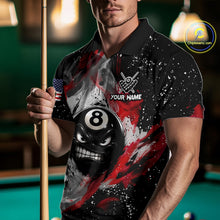 Load image into Gallery viewer, Funny 8 Ball Pool Billiard Shirts For Men Custom Smoke Splatter Billiard Team Jersey Polo &amp; 1/4 Zip TDM6617