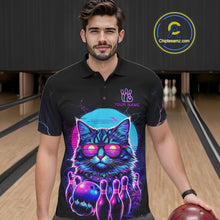 Load image into Gallery viewer, Funny Cat Retro Neon Bowling Shirt For Men Custom Bowling Team Jersey Polo &amp; Quarter Zip TDM5817