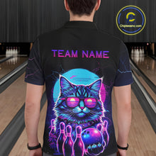 Load image into Gallery viewer, Funny Cat Retro Neon Bowling Shirt For Men Custom Bowling Team Jersey Polo &amp; Quarter Zip TDM5817