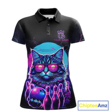 Load image into Gallery viewer, Funny Cat Retro Neon Bowling Shirt For Women Custom Bowling Team Jersey Polo &amp; Quarter Zip TDM5817