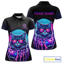 Load image into Gallery viewer, Funny Cat Retro Neon Bowling Shirt For Women Custom Bowling Team Jersey Polo &amp; Quarter Zip TDM5817
