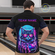 Load image into Gallery viewer, Funny Cat Retro Neon Bowling Shirt For Men Custom Bowling Team Jersey Polo &amp; Quarter Zip TDM5817