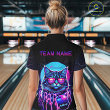 Load image into Gallery viewer, Funny Cat Retro Neon Bowling Shirt For Women Custom Bowling Team Jersey Polo &amp; Quarter Zip TDM5817