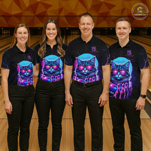 Load image into Gallery viewer, Funny Cat Retro Neon Bowling Shirt For Men Custom Bowling Team Jersey Polo &amp; Quarter Zip TDM5817