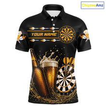 Load image into Gallery viewer, Custom Yellow Funny Dartboard Beer Darts Shirt For Men, Darts Team Jersey Polo &amp; Quarter Zip TDM6453