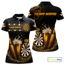Load image into Gallery viewer, Custom Yellow Funny Dartboard Beer Darts Shirt For Women, Darts Team Jersey Polo &amp; Quarter Zip TDM6453