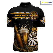 Load image into Gallery viewer, Custom Yellow Funny Dartboard Beer Darts Shirt For Men, Darts Team Jersey Polo &amp; Quarter Zip TDM6453