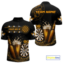 Load image into Gallery viewer, Custom Yellow Funny Dartboard Beer Darts Shirt For Men, Darts Team Jersey Polo &amp; Quarter Zip TDM6453