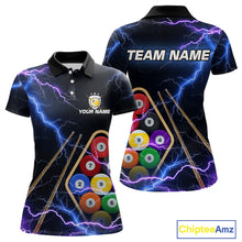 Load image into Gallery viewer, Purple Thunder Lightning 9 Ball Billiard Shirt For Women Custom 9 Ball Team Shirt, Billiards Jerseys TDM5135