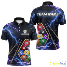 Load image into Gallery viewer, Purple Thunder Lightning 9 Ball Billiard Shirt For Men Custom 9 Ball Team Shirt, Billiards Jerseys TDM5135