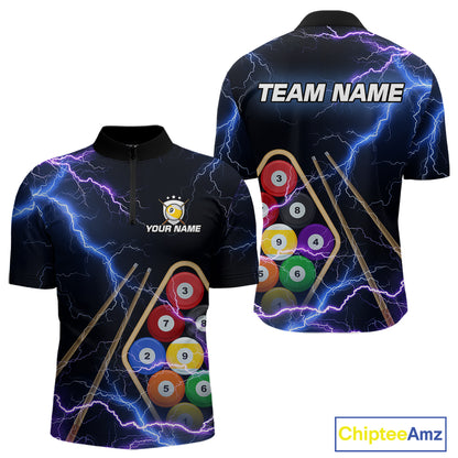Purple Thunder Lightning 9 Ball Billiard Shirt For Men Custom 9 Ball Team Shirt, Billiards Jerseys TDM5135