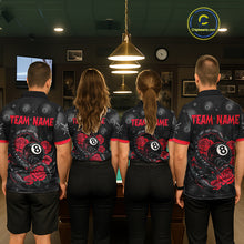 Load image into Gallery viewer, Black Red 8 Ball Scorpion Roses Billiard Shirt For Men Custom Pool Team Shirt, Billiard Jersey TDM5345