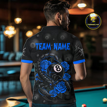 Load image into Gallery viewer, Black Blue 8 Ball Scorpion Roses Billiard Shirt For Men Custom Pool Team Shirt, Billiard Jersey TDM5346