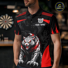 Load image into Gallery viewer, Black And Red Custom Leopard Darts Shirt For Men, Darts Team Jersey Polo &amp; Quarter Zip TDM5625