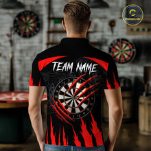 Load image into Gallery viewer, Black And Red Custom Leopard Darts Shirt For Men, Darts Team Jersey Polo &amp; Quarter Zip TDM5625