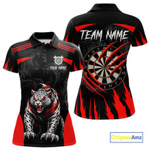 Load image into Gallery viewer, Black And Red Custom Leopard Darts Shirt For Women, Darts Team Jersey Polo &amp; Quarter Zip TDM5625