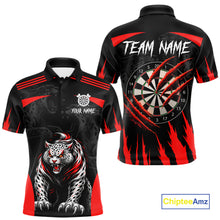 Load image into Gallery viewer, Black And Red Custom Leopard Darts Shirt For Men, Darts Team Jersey Polo &amp; Quarter Zip TDM5625