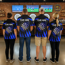 Load image into Gallery viewer, Black And Blue Custom Leopard Darts Shirt For Men, Darts Team Jersey Polo &amp; Quarter Zip TDM5626