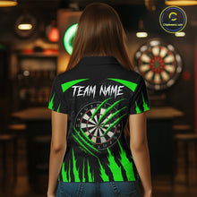 Load image into Gallery viewer, Black And Green Custom Leopard Darts Shirt For Women, Darts Team Jersey Polo &amp; Quarter Zip TDM5627
