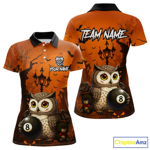 Personalized Funny Owl 8 Ball Pool Halloween Billiard Shirt Custom Pumpkin Billiard Jersey For Women TDM4928