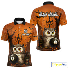 Load image into Gallery viewer, Personalized Funny Owl 8 Ball Pool Halloween Billiard Shirt Custom Pumpkin Billiard Jersey For Men TDM4928