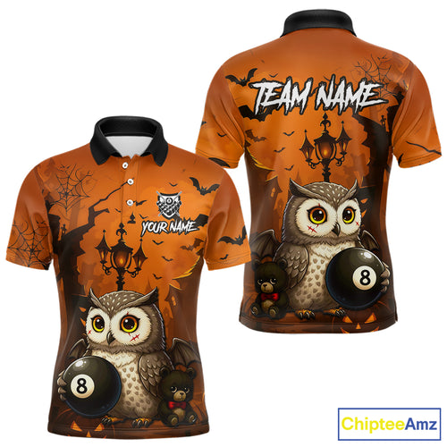 Personalized Funny Owl 8 Ball Pool Halloween Billiard Shirt Custom Pumpkin Billiard Jersey For Men TDM4928
