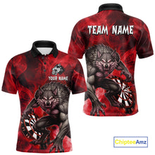 Load image into Gallery viewer, Red Flaming Wolf Darts Shirt For Men Custom Darts League Jersey Team Polo &amp; Quarter Zip TDM5359