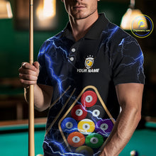 Load image into Gallery viewer, Blue 9 Ball Thunder Lightning Billiard Shirts For Men Custom 9 Ball Pool Team Jersey Polo, 1/4 Zip TDM5633