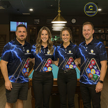 Load image into Gallery viewer, Blue 9 Ball Thunder Lightning Billiard Shirts For Men Custom 9 Ball Pool Team Jersey Polo, 1/4 Zip TDM5633