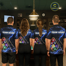 Load image into Gallery viewer, Blue 9 Ball Thunder Lightning Billiard Shirts For Men Custom 9 Ball Pool Team Jersey Polo, 1/4 Zip TDM5633