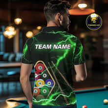 Load image into Gallery viewer, Green 9 Ball Thunder Lightning Billiard Shirts For Men Custom 9 Ball Pool Team Jersey Polo, 1/4 Zip TDM5634