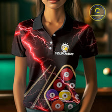 Load image into Gallery viewer, Red 9 Ball Thunder Lightning Billiard Shirts For Women Custom 9 Ball Pool Team Jersey Polo &amp; 1/4 Zip TDM5635