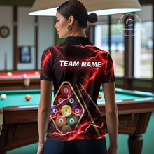 Load image into Gallery viewer, Red 9 Ball Thunder Lightning Billiard Shirts For Women Custom 9 Ball Pool Team Jersey Polo &amp; 1/4 Zip TDM5635